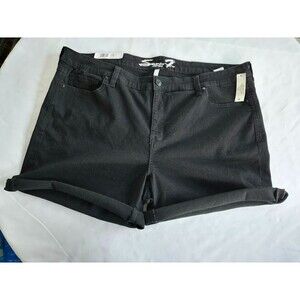 Seven7 Plus size Rolled Cuff Denim Shorts - Black - Womens size 24W - NEW